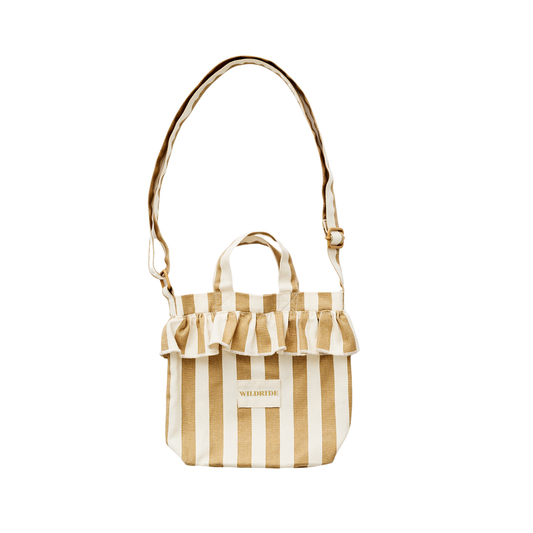 Mini Ruffle Bag Beige Stripe