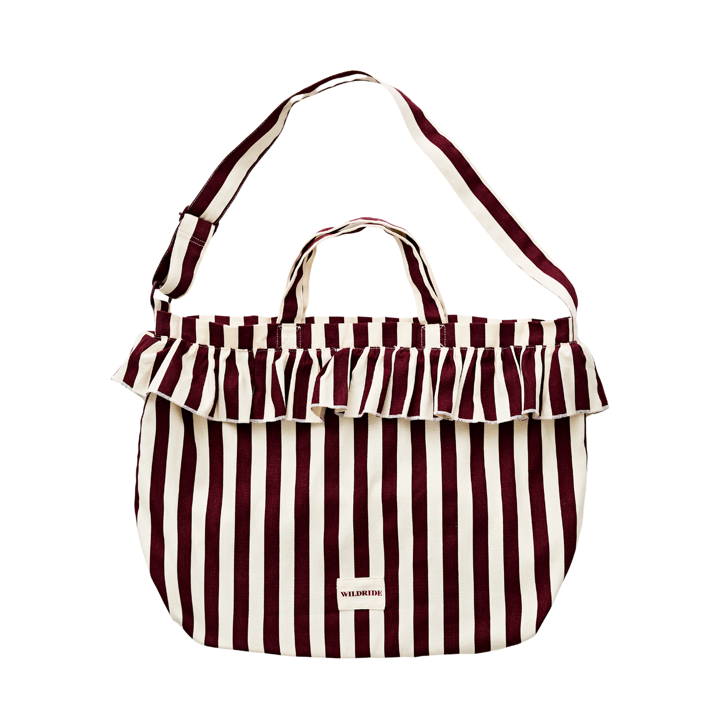 Ruffle Shoulder Bag Bordeaux Stripe