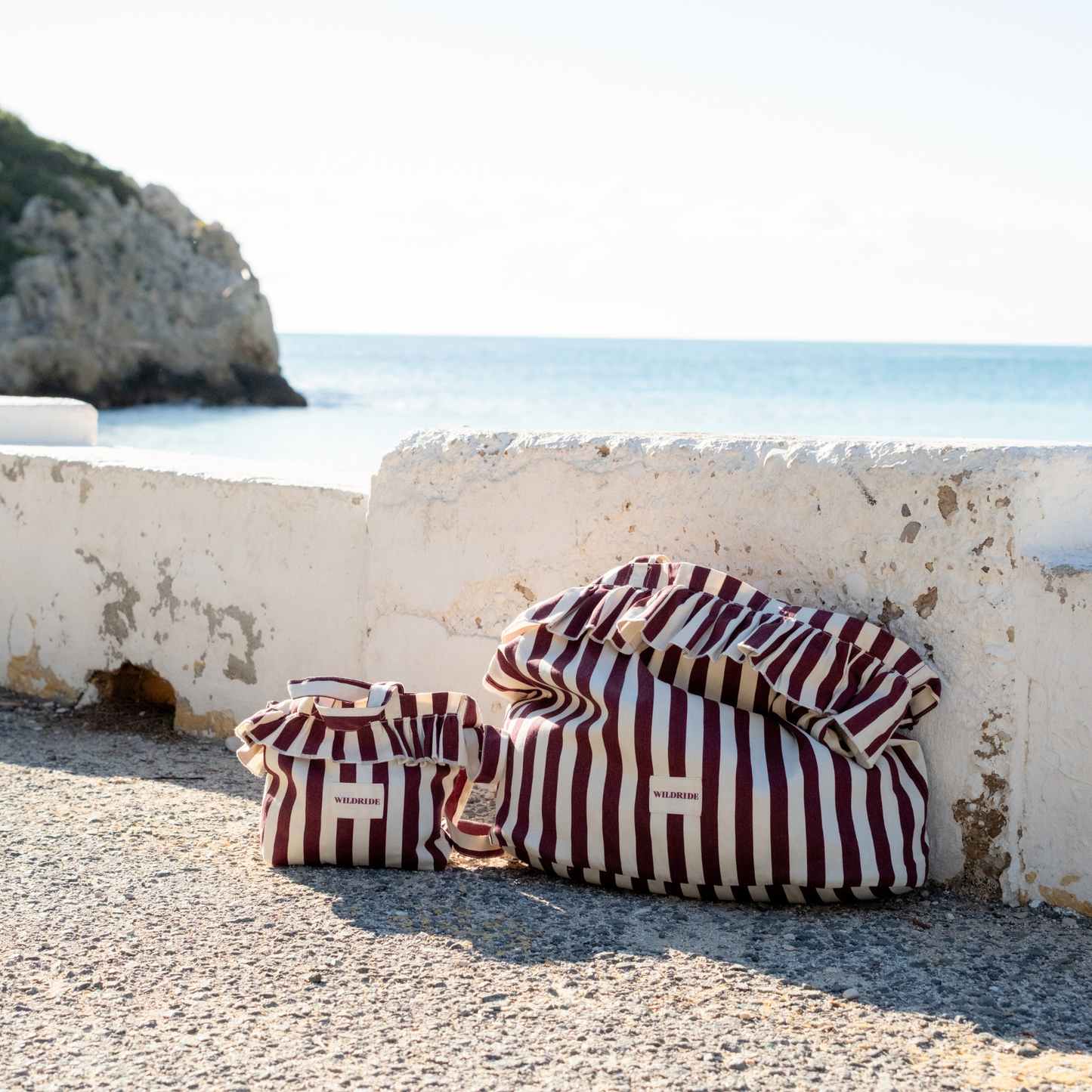 Ruffle Shoulder Bag Bordeaux Stripe