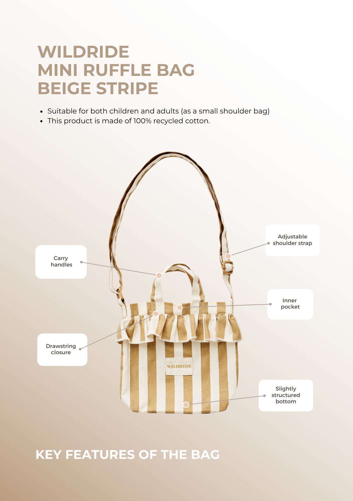 Mini Ruffle Bag Beige Stripe
