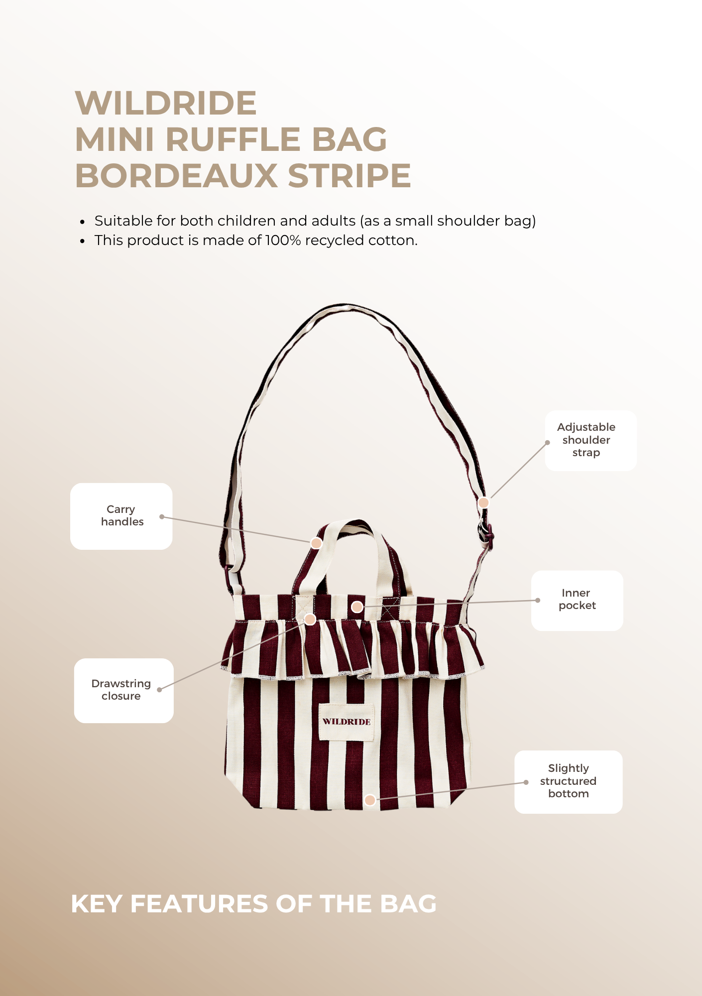 Mini Ruffle Bag Bordeaux Stripe