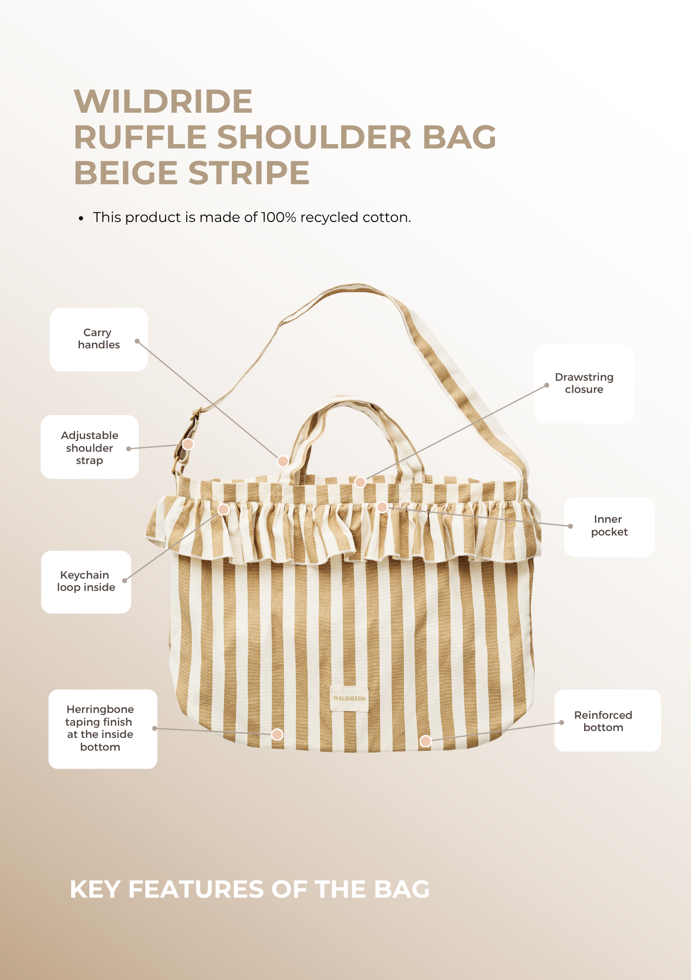 Ruffle Shoulder Bag Beige Stripe